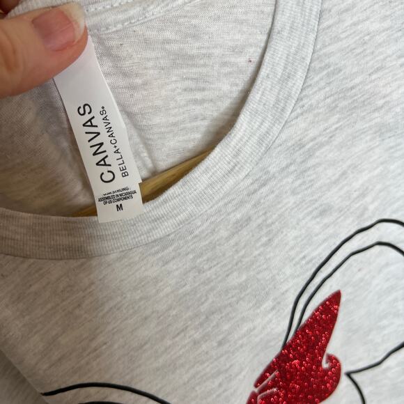 Minnie Mouse Gray Red Glitter "Gang' All Here" Tee Medium - Picture 4 of 9